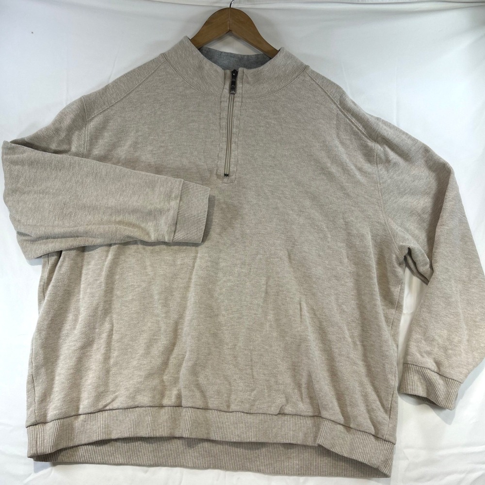 VTG Paradise Collection Old Money Quarter Zip XXL Cotton Preppy Beige Sweater